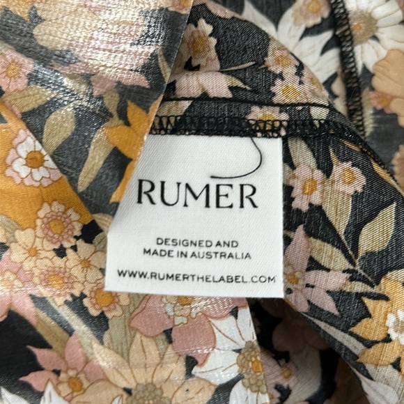 Revolve Rumer Paloma Mini Dress Black ShimmerFloral design Open Back Ruched Top - Picture 9 of 12